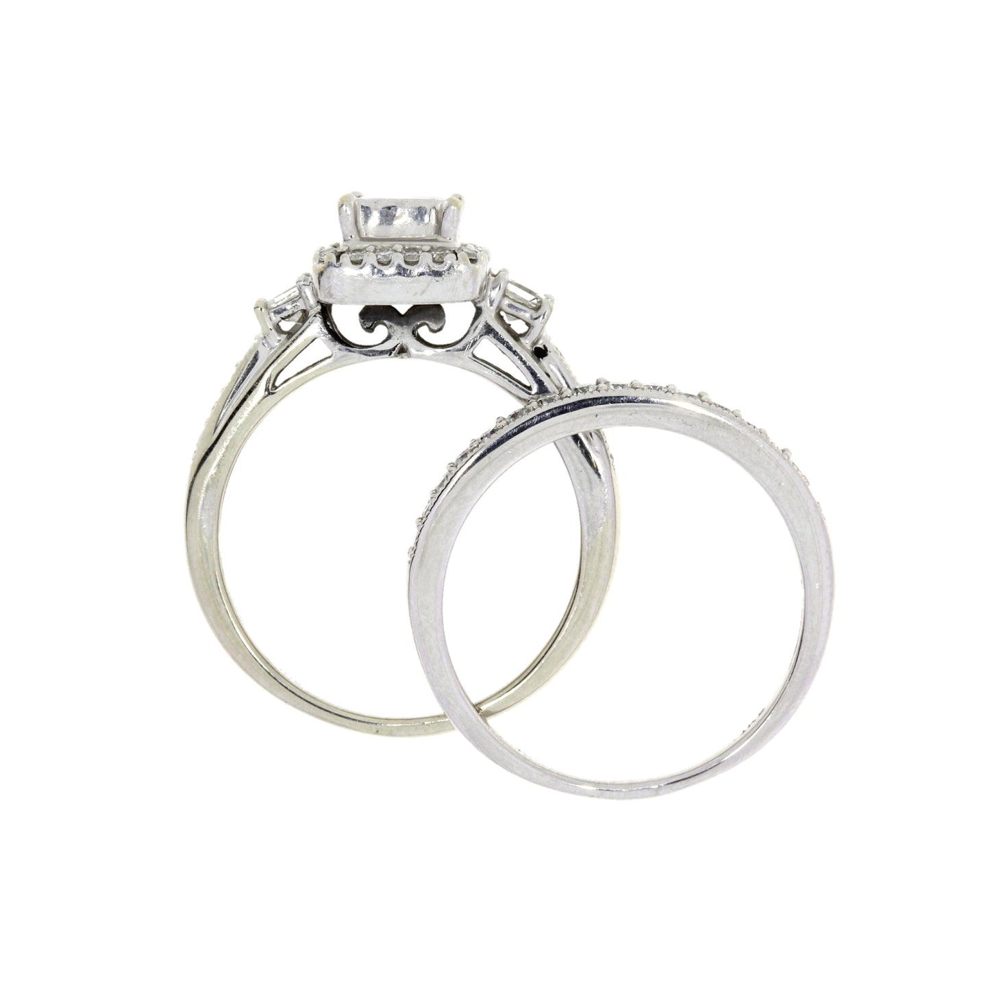 1.00ct Diamond Engagement Ring Set 10KT White Gold Bids.com