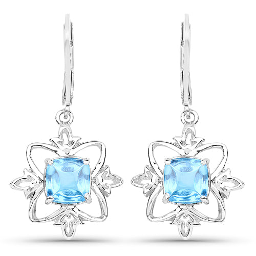 5.30 Carat Genuine Swiss Blue Topaz .925 Sterling Silver Earrings Bids.com
