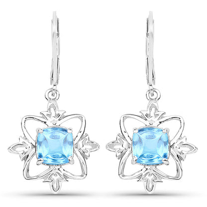 5.30 Carat Genuine Swiss Blue Topaz .925 Sterling Silver Earrings Bids.com