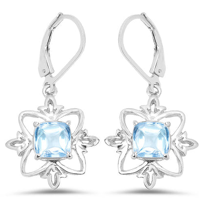 5.30 Carat Genuine Swiss Blue Topaz .925 Sterling Silver Earrings Bids.com
