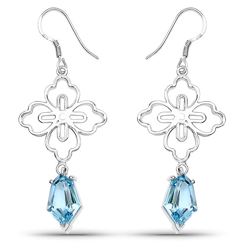 12.82 Carat Genuine Swiss Blue Topaz .925 Sterling Silver Earrings Bids.com