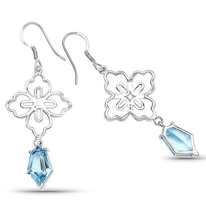 12.82 Carat Genuine Swiss Blue Topaz .925 Sterling Silver Earrings Bids.com
