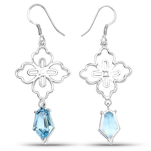 12.82 Carat Genuine Swiss Blue Topaz .925 Sterling Silver Earrings Bids.com