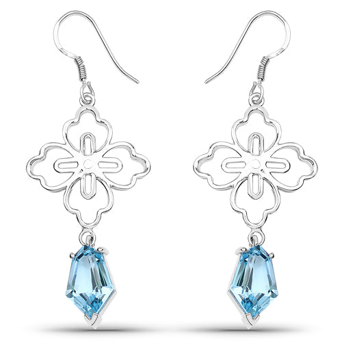 12.14 Carat Genuine Swiss Blue Topaz .925 Sterling Silver Earrings Bids.com