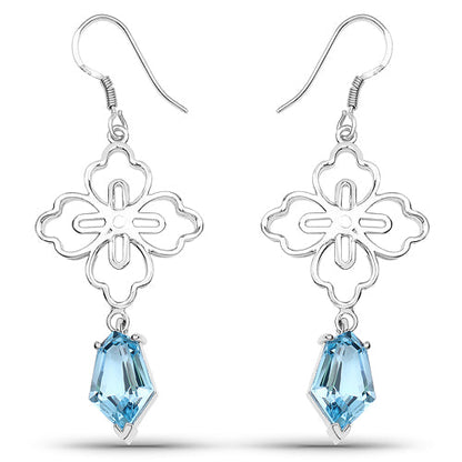 12.14 Carat Genuine Swiss Blue Topaz .925 Sterling Silver Earrings Bids.com
