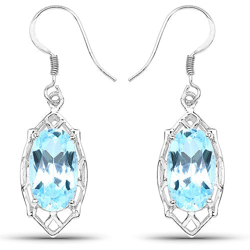 13.68 Carat Genuine Blue Topaz .925 Sterling Silver Earrings Bids.com