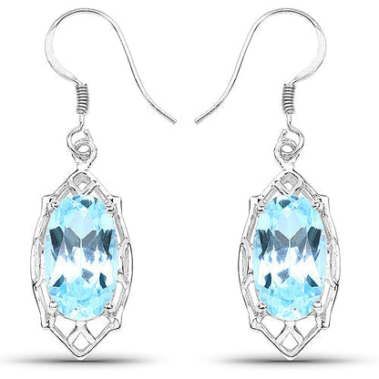 13.68 Carat Genuine Blue Topaz .925 Sterling Silver Earrings Bids.com