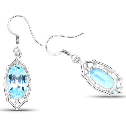 13.68 Carat Genuine Blue Topaz .925 Sterling Silver Earrings Bids.com