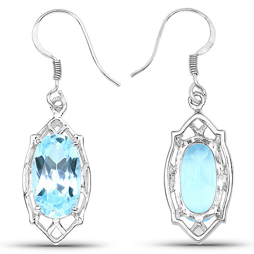 13.68 Carat Genuine Blue Topaz .925 Sterling Silver Earrings Bids.com