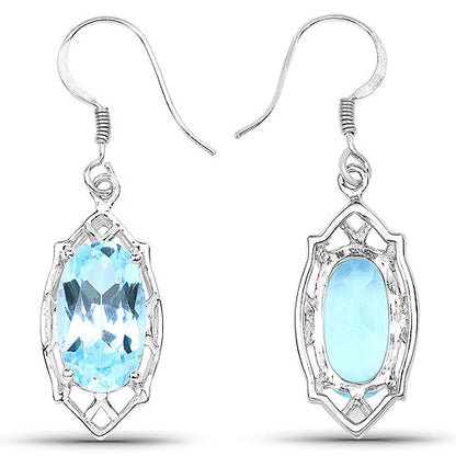 13.68 Carat Genuine Blue Topaz .925 Sterling Silver Earrings Bids.com
