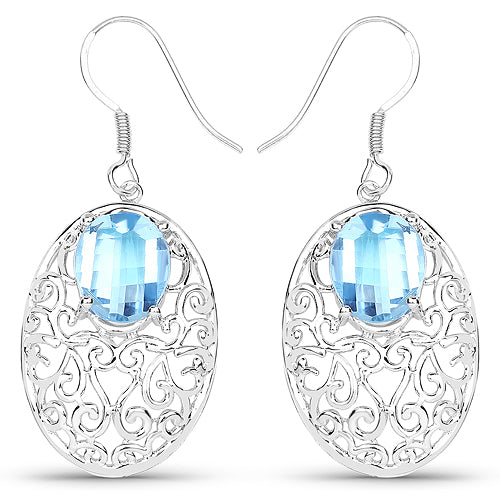 10.72 Carat Genuine Blue Topaz .925 Sterling Silver Earrings Bids.com