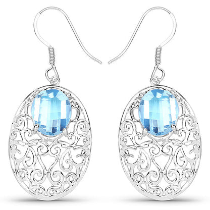 10.72 Carat Genuine Blue Topaz .925 Sterling Silver Earrings Bids.com