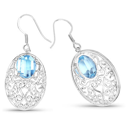10.72 Carat Genuine Blue Topaz .925 Sterling Silver Earrings Bids.com
