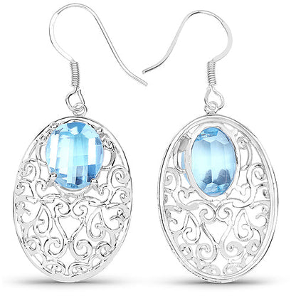 10.72 Carat Genuine Blue Topaz .925 Sterling Silver Earrings Bids.com