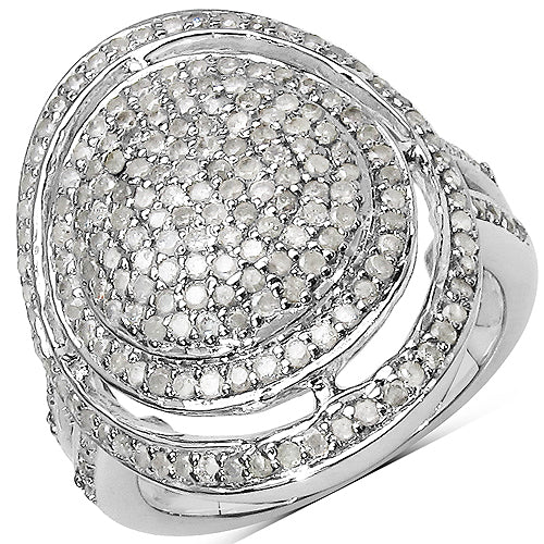 1.13 Carat Genuine White Diamond .925 Sterling Silver Ring Bids.com