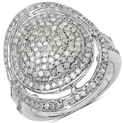 1.13 Carat Genuine White Diamond .925 Sterling Silver Ring Bids.com