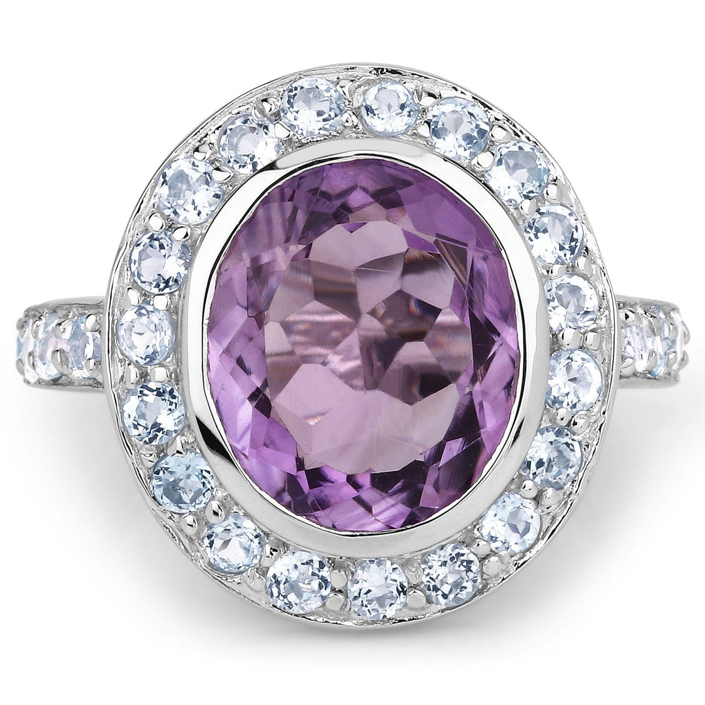 4.77 Carat Genuine Amethyst and Blue Topaz .925 Sterling Silver Ring Bids.com
