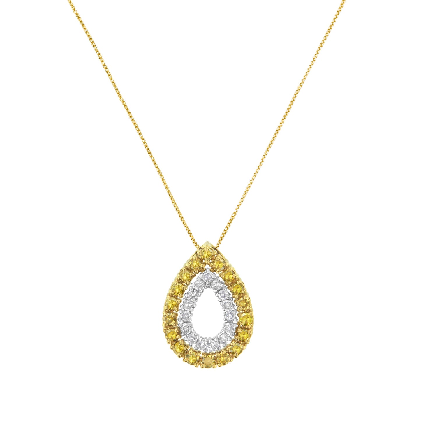 Yellow Gold Plated Sterling Silver Treated Yellow Diamond Pear Shape Pendant Necklace (1/2 cttw, Yellow Color, I2-I3 Clarity) Bids.com