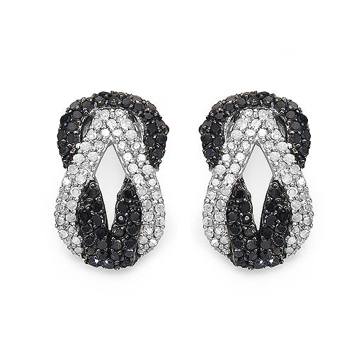 1.05 Carat Genuine Black Diamond & White Diamond .925 Sterling Silver Earrings Bids.com