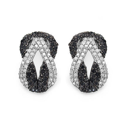1.05 Carat Genuine Black Diamond & White Diamond .925 Sterling Silver Earrings Bids.com