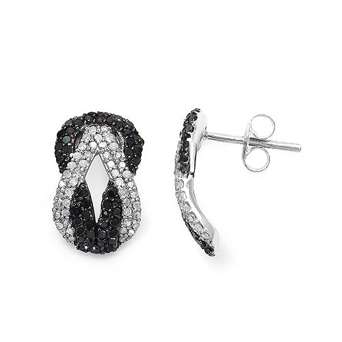 1.05 Carat Genuine Black Diamond & White Diamond .925 Sterling Silver Earrings Bids.com