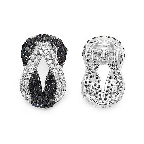 1.05 Carat Genuine Black Diamond & White Diamond .925 Sterling Silver Earrings Bids.com