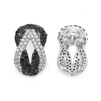 1.05 Carat Genuine Black Diamond & White Diamond .925 Sterling Silver Earrings Bids.com