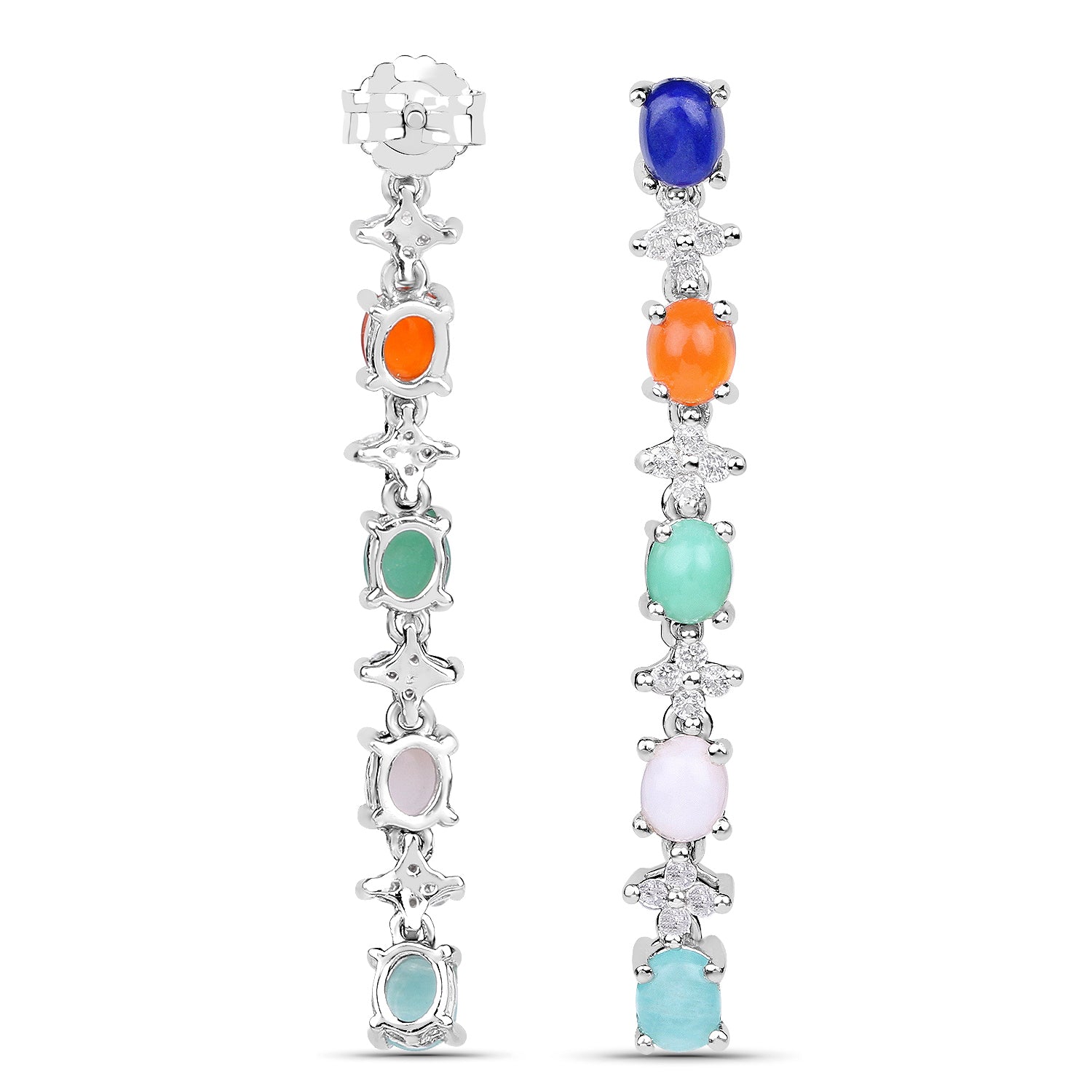 4.40 Carat Genuine Multi Stone .925 Sterling Silver Earrings Bids.com
