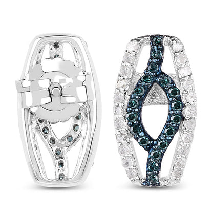 0.42 Carat Genuine Blue Diamond & White Diamond .925 Sterling Silver Earrings Bids.com