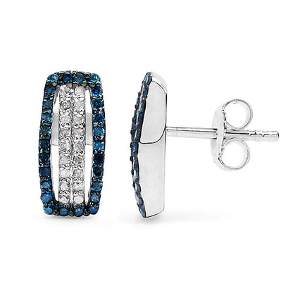 0.51 Carat Genuine Blue Diamond & White Diamond .925 Sterling Silver Earrings Bids.com