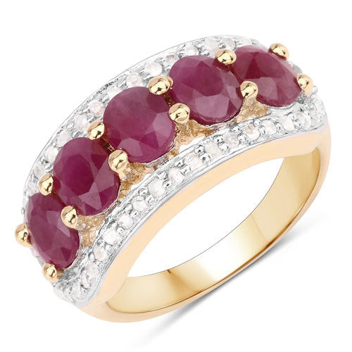 1.74 Carat Genuine Ruby and White Diamond .925 Sterling Silver Ring Bids.com
