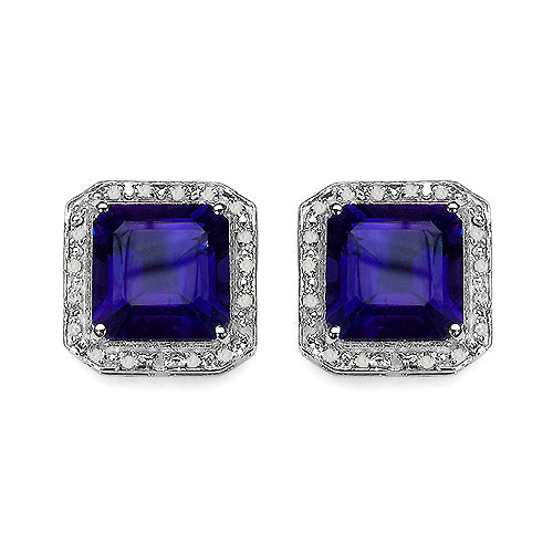9.40 Carat Genuine Amethyst and White Diamond .925 Sterling Silver Earrings Bids.com