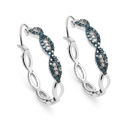 0.52 Carat Genuine Blue Diamond & White Diamond .925 Sterling Silver Earrings Bids.com