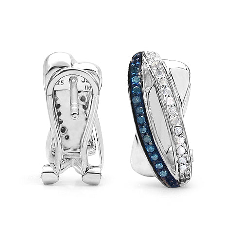 0.28 Carat Genuine Blue Diamond & White Diamond .925 Sterling Silver Earrings Bids.com