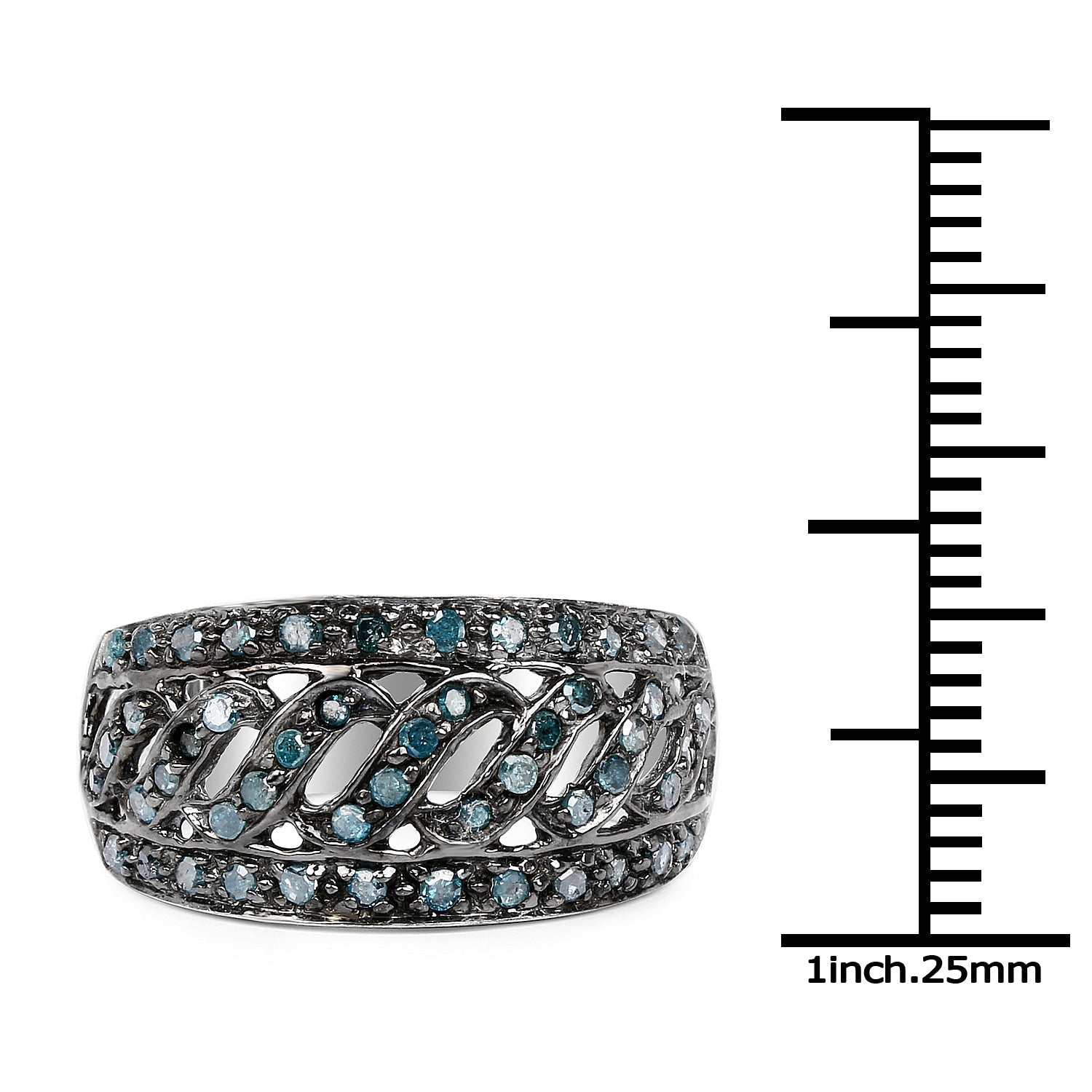 0.60 Carat Genuine Blue Diamond .925 Sterling Silver Ring Bids.com
