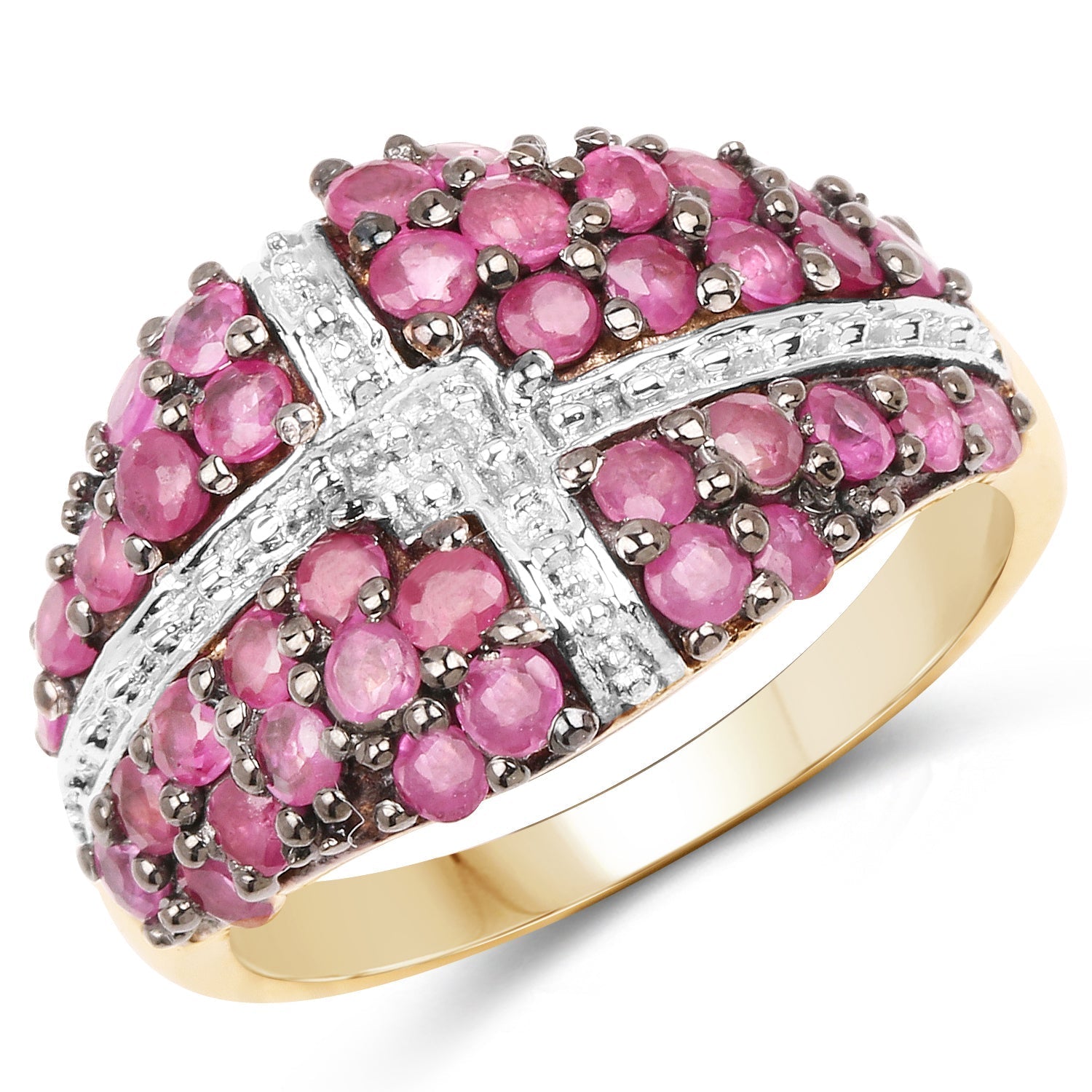 14K Yellow Gold Plated 1.70 Carat Genuine Ruby .925 Sterling Silver Ring Bids.com