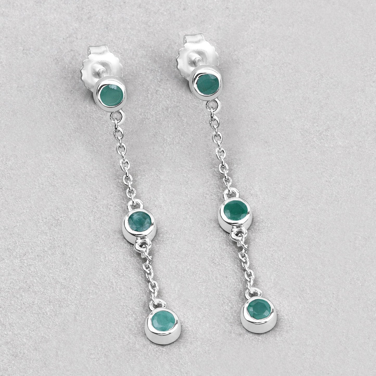 0.60 Carat Genuine Emerald .925 Sterling Silver Earrings Bids.com
