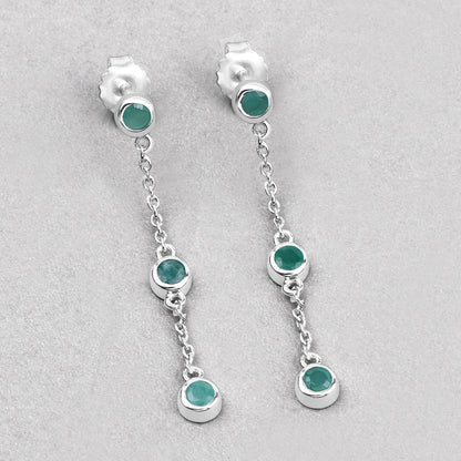 0.60 Carat Genuine Emerald .925 Sterling Silver Earrings Bids.com