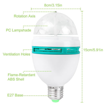 E27 3W Rotating RGB LED Light Bulb DailySale