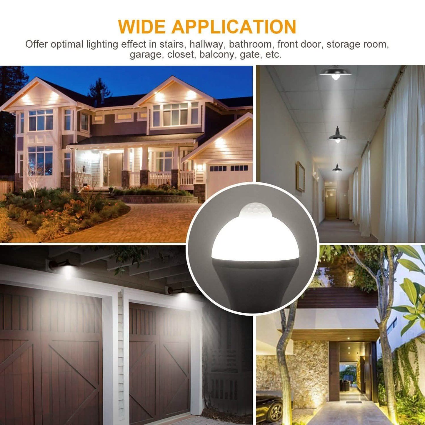 E27 Motion Sensor Light Bulb 1000LM 6500K Dust to Dawn Automatic DailySale