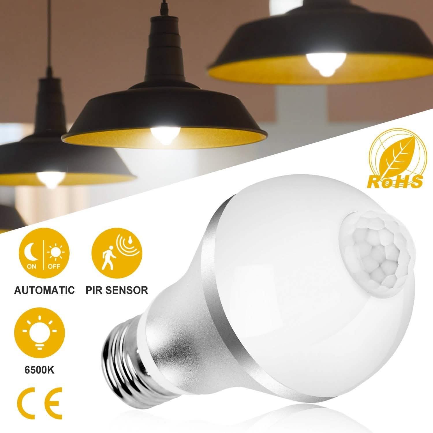 E27 Motion Sensor Light Bulb 1000LM 6500K Dust to Dawn Automatic DailySale