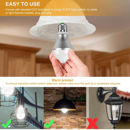 E27 Motion Sensor Light Bulb 1000LM 6500K Dust to Dawn Automatic DailySale