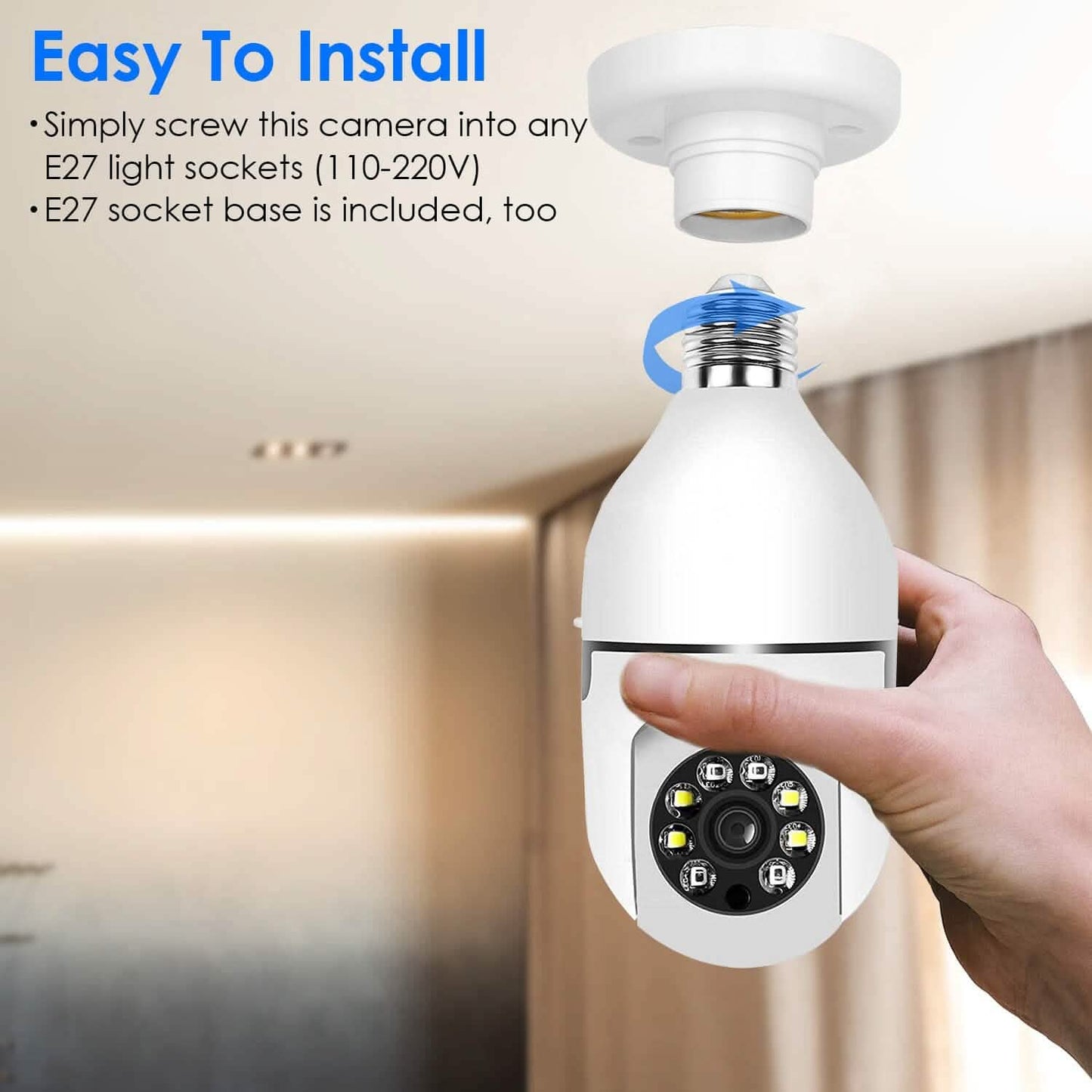 E27 WiFi Bulb Camera 1080P FHD WiFi IP Pan Tilt Security Surveillance Camera DailySale