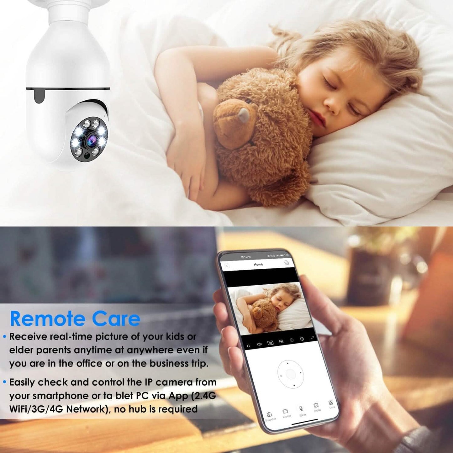 E27 WiFi Bulb Camera 1080P FHD WiFi IP Pan Tilt Security Surveillance Camera DailySale