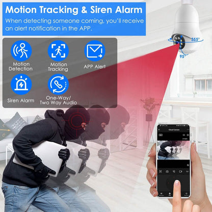 E27 WiFi Bulb Camera 1080P FHD WiFi IP Pan Tilt Security Surveillance Camera DailySale