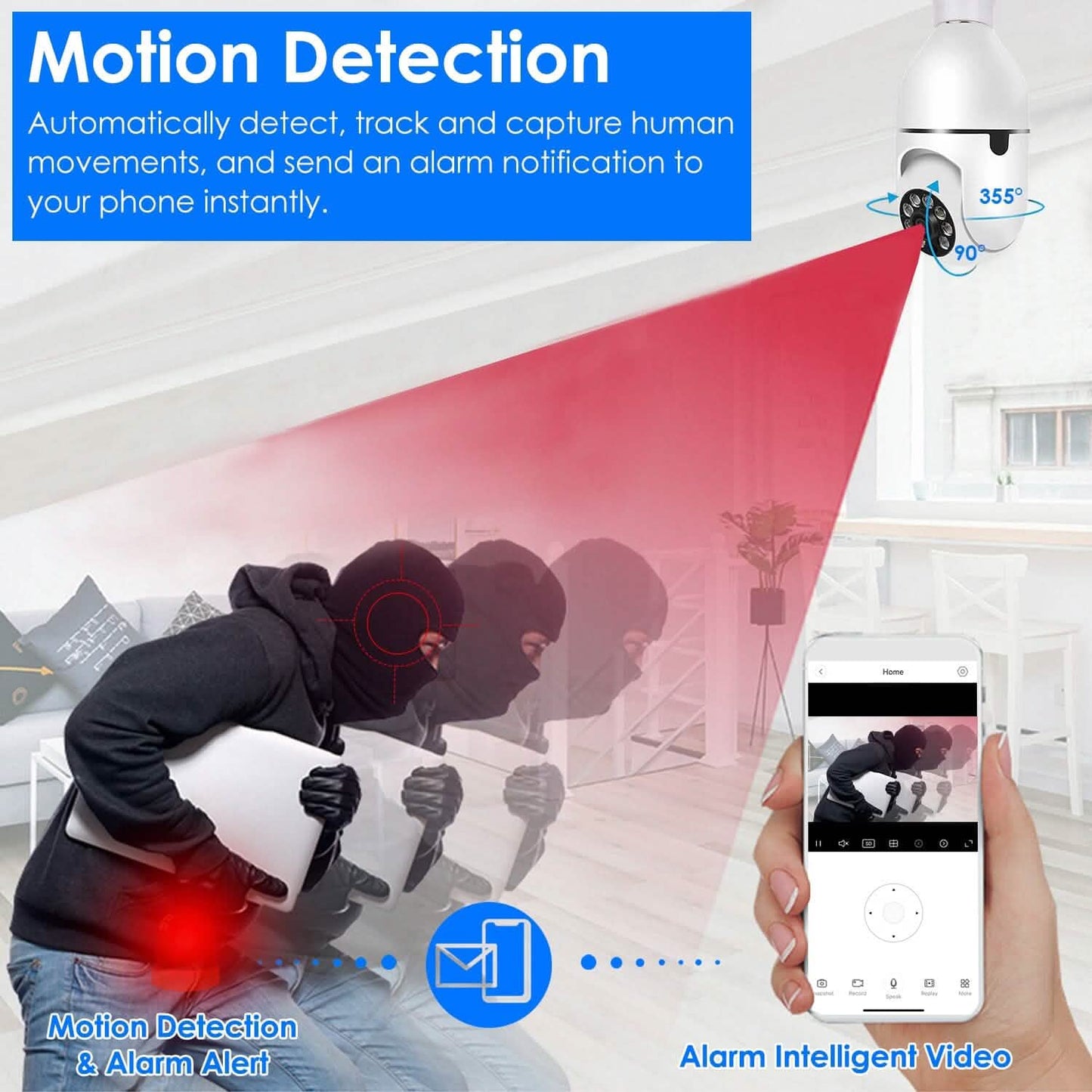 E27 WiFi Bulb Camera 1080P FHD WiFi IP Pan Tilt Security Surveillance Camera DailySale