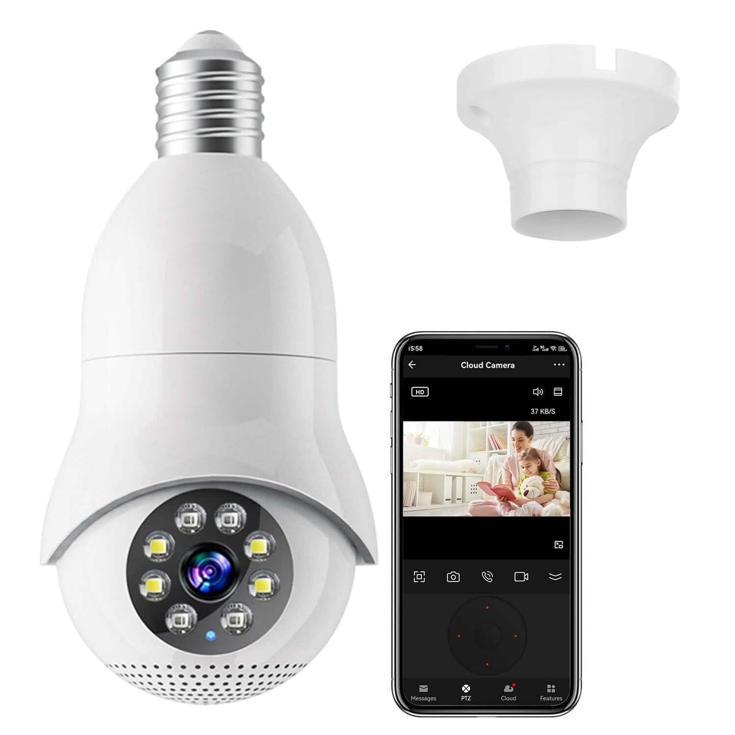 E27 WiFi Bulb Camera 1080P FHD WiFi IP Pan Tilt Security Surveillance Camera DailySale