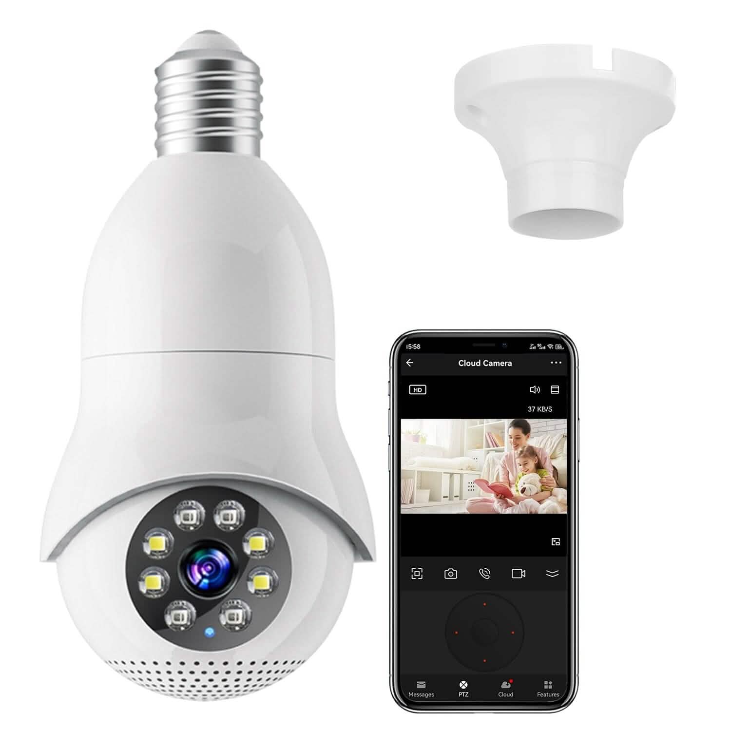 E27 WiFi Bulb Camera 1080P FHD WiFi IP Pan Tilt Security Surveillance Camera DailySale