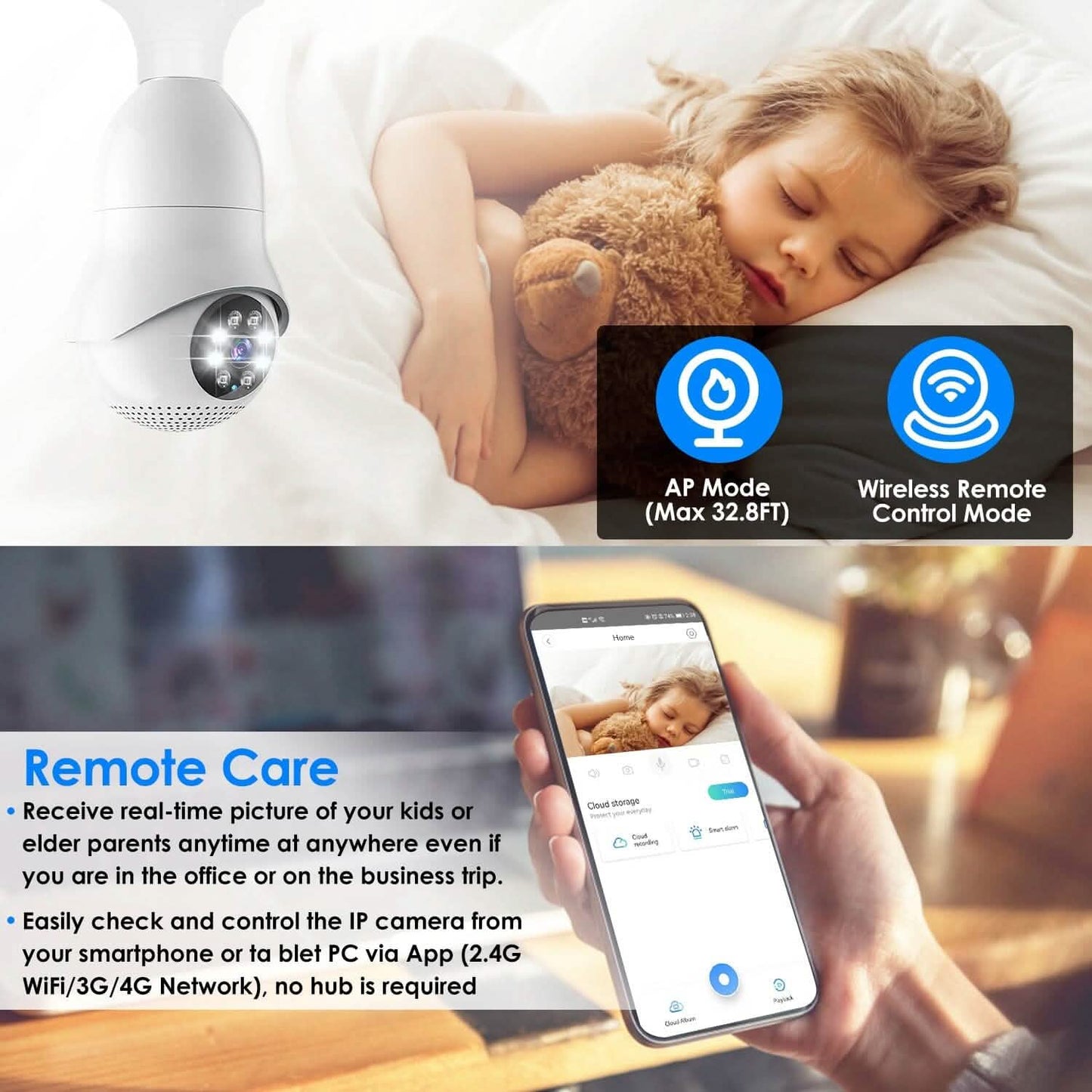 E27 WiFi Bulb Camera 1080P FHD WiFi IP Pan Tilt Security Surveillance Camera DailySale