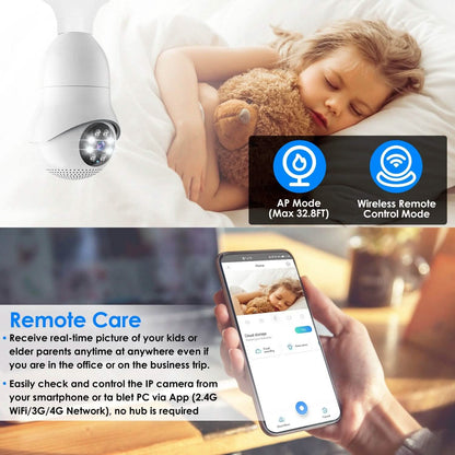E27 WiFi Bulb Camera 1080P FHD WiFi IP Pan Tilt Security Surveillance Camera DailySale